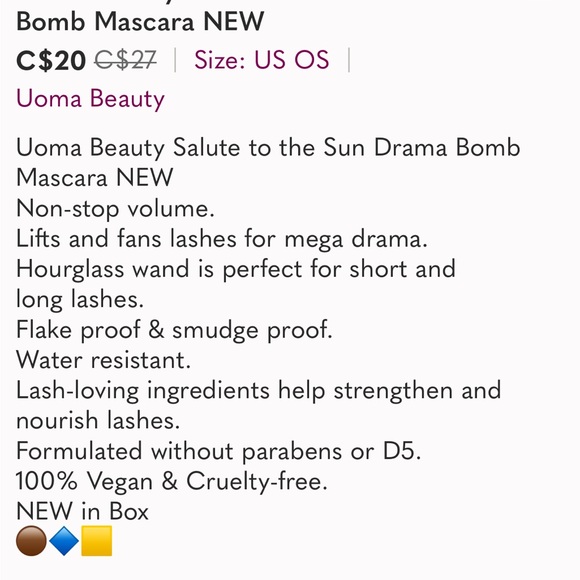 Uoma Beauty Salute to the Sun Drama Bomb Mascara NEW - Picture 6 of 6